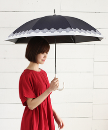 紫外線カット率99.9％以上。PUコーティング加工の裾花柄日傘