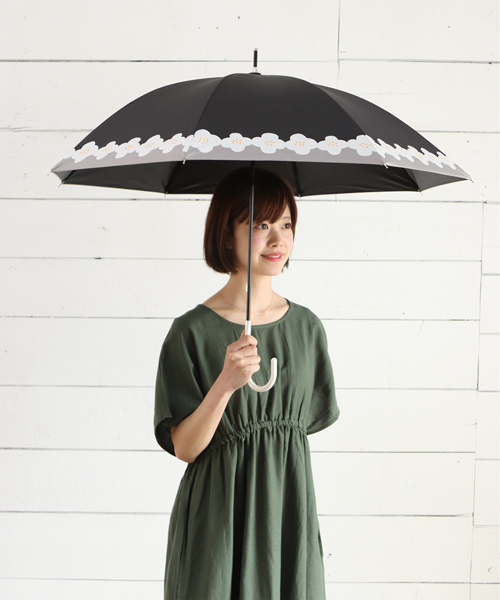 SESTO（セスト）の「紫外線カット率99.9％以上。PUコーティング加工の裾花柄日傘（長傘・レディース・ブラック/ネイビー・FREE）」の2枚目の写真