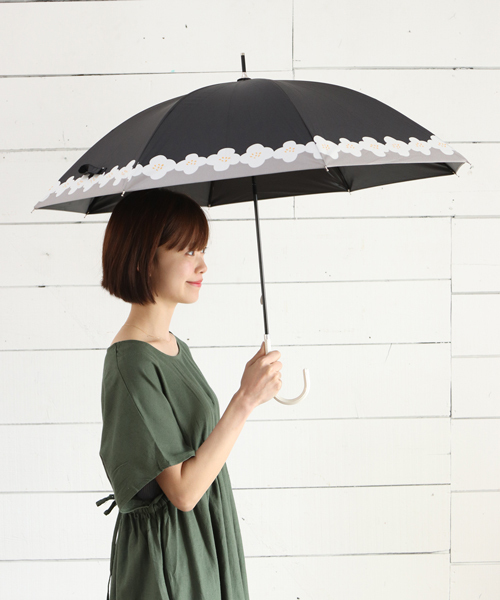 SESTO（セスト）の「紫外線カット率99.9％以上。PUコーティング加工の裾花柄日傘（長傘・レディース・ブラック/ネイビー・FREE）」の4枚目の写真