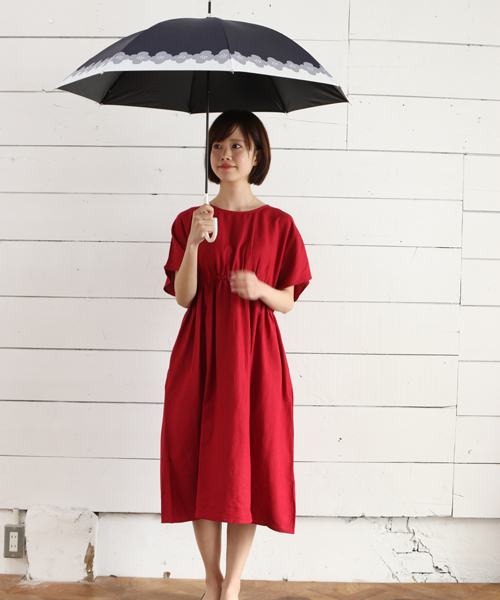 SESTO（セスト）の「紫外線カット率99.9％以上。PUコーティング加工の裾花柄日傘（長傘・レディース・ブラック/ネイビー・FREE）」の8枚目の写真