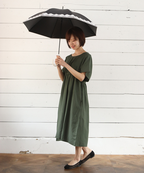 SESTO（セスト）の「紫外線カット率99.9％以上。PUコーティング加工の裾花柄日傘（長傘・レディース・ブラック/ネイビー・FREE）」の9枚目の写真