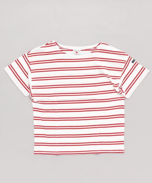 Catherine Cottage（キャサリンコテージ）の「オーガニックコットン ボーダーT（Tシャツ/カットソー・キッズ・ホワイト×ブラック/ホワイト×ブルー/ホワイト×ネイビー/ホワイト×レッド/ホワイト×パープル/ブラック/ネイビー/レッド/ライラック・140/FREE/100/120/90/110/130）」の2枚目の写真