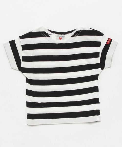 Catherine Cottage（キャサリンコテージ）の「オーガニックコットン ボーダーT（Tシャツ/カットソー・キッズ・ホワイト×ブラック/ホワイト×ブルー/ホワイト×ネイビー/ホワイト×レッド/ホワイト×パープル/ブラック/ネイビー/レッド/ライラック・140/FREE/100/120/90/110/130）」の4枚目の写真