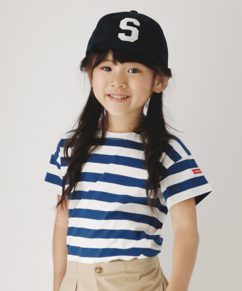 Catherine Cottage（キャサリンコテージ）の「オーガニックコットン ボーダーT（Tシャツ/カットソー・キッズ・ホワイト×ブラック/ホワイト×ブルー/ホワイト×ネイビー/ホワイト×レッド/ホワイト×パープル/ブラック/ネイビー/レッド/ライラック・140/FREE/100/120/90/110/130）」の7枚目の写真