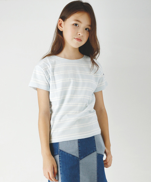 Catherine Cottage（キャサリンコテージ）の「オーガニックコットン ボーダーT（Tシャツ/カットソー・キッズ・ホワイト×ブラック/ホワイト×ブルー/ホワイト×ネイビー/ホワイト×レッド/ホワイト×パープル/ブラック/ネイビー/レッド/ライラック・140/FREE/100/120/90/110/130）」の14枚目の写真