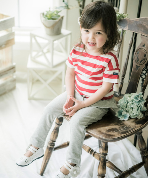 Catherine Cottage（キャサリンコテージ）の「オーガニックコットン ボーダーT（Tシャツ/カットソー・キッズ・ホワイト×ブラック/ホワイト×ブルー/ホワイト×ネイビー/ホワイト×レッド/ホワイト×パープル/ブラック/ネイビー/レッド/ライラック・140/FREE/100/120/90/110/130）」の16枚目の写真