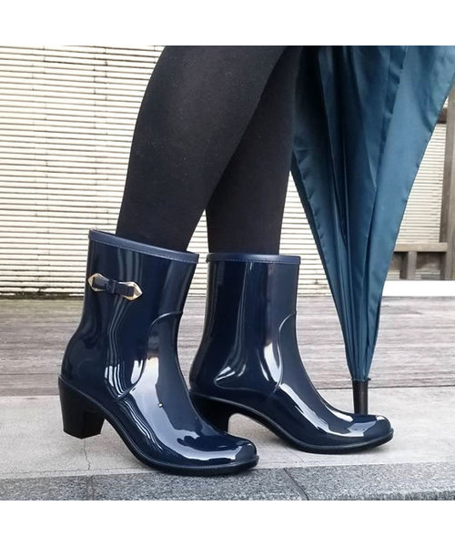 Balancoire（ブランコアール）の「【完全防水】ヒールアップレインブーツ（レインシューズ・レディース・ネイビー/ライトブラウン/ブラック/ダークネイビー/グレー・LL/L/M/S）」の8枚目の写真