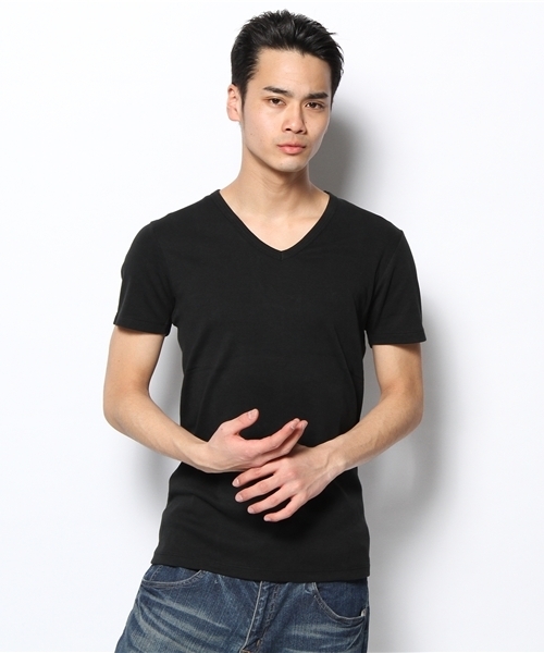 BEAUTY&YOUTH UNITED ARROWS（ビューティーアンドユースユナイテッドアローズ）の「BY フライス Vネック ショートスリーブ◆（Tシャツ/カットソー・メンズ・ホワイト/ブラック/グレー/ダークグレー/ピンク/イエロー/ケリー/ターコイズブルー/ネイビー/ライラック・SMALL/MEDIUM/LARGE/X-LARGE）」の3枚目の写真