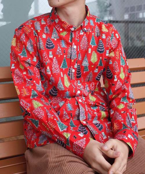 チェッククマ クリスマス総柄シャツ長袖 シャツ ブラウス Rovtski ロフトスキー のファッション通販 Zozotown