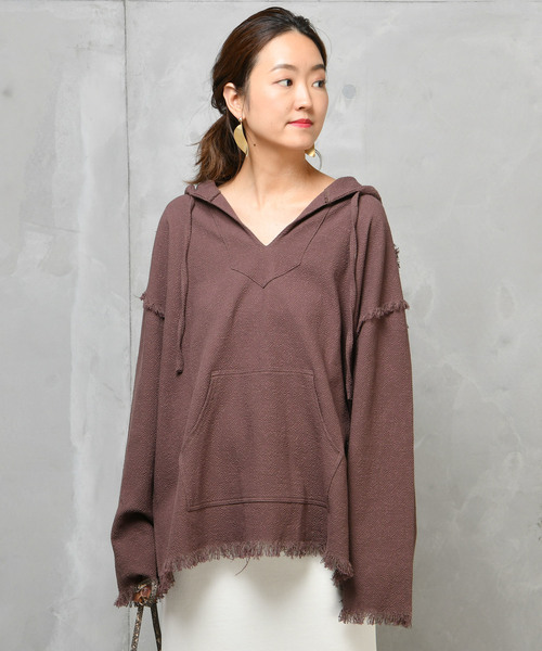 DouDou(ドゥドゥ)の「メキシカンパーカー(Tシャツ/カットソー・レディース・ブラック/ブラウン/オフホワイト/アイボリー・FREE)」の4枚目の写真