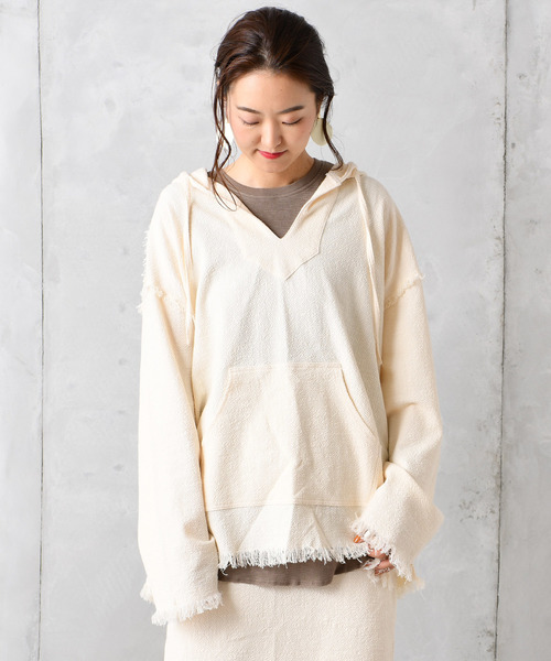 DouDou(ドゥドゥ)の「メキシカンパーカー(Tシャツ/カットソー・レディース・ブラック/ブラウン/オフホワイト/アイボリー・FREE)」の3枚目の写真