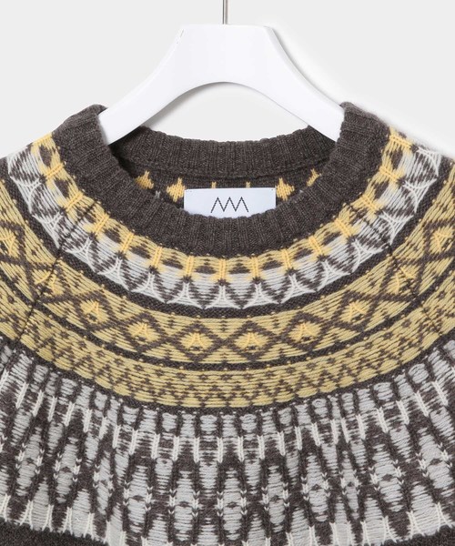 ADAM ET ROPE'（アダムエロペ）の「[山形ニット] フェアアイルニットプルオーバー（ニット/セーター・メンズ・チャコールグレー/ブラック・M/L）」の3枚目の写真