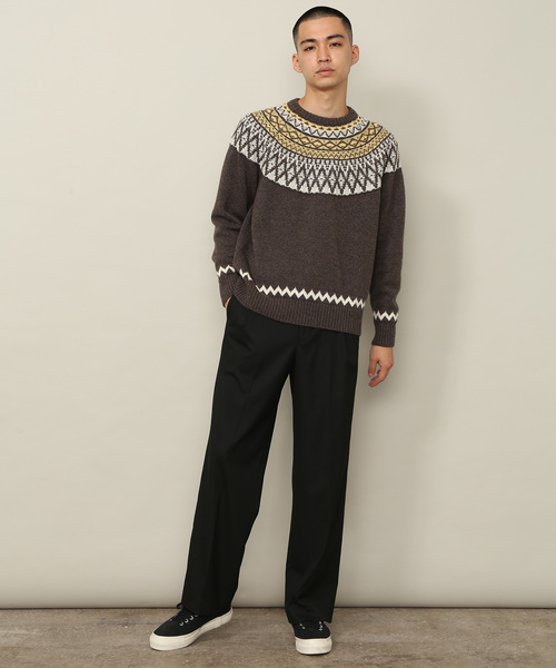 ADAM ET ROPE'（アダムエロペ）の「[山形ニット] フェアアイルニットプルオーバー（ニット/セーター・メンズ・チャコールグレー/ブラック・M/L）」の9枚目の写真