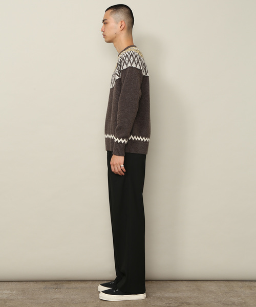 ADAM ET ROPE'（アダムエロペ）の「[山形ニット] フェアアイルニットプルオーバー（ニット/セーター・メンズ・チャコールグレー/ブラック・M/L）」の4枚目の写真