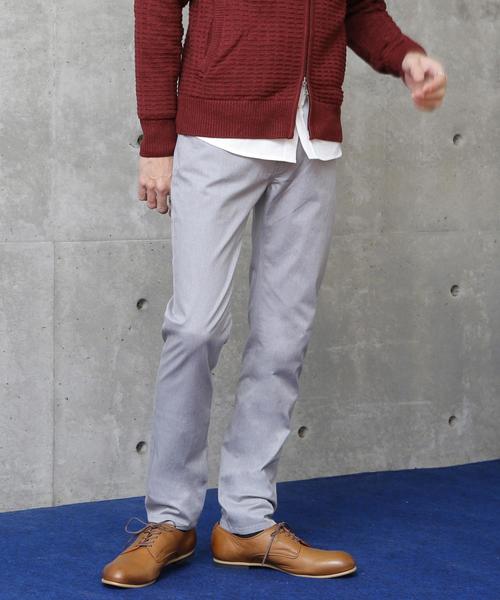 MEN'S MELROSE(メンズメルローズ)の「ルディアナサテンストレッチスリムテーパードパンツ5ポケット(チノパンツ)」|グレー