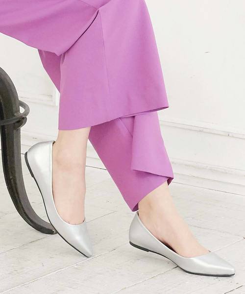 KOBE LETTUCE(コウベレタス)の「ビタミンカラーポインテッドトゥフラットパンプス(パンプス・レディース・グレイッシュベージュ/イエロー/オレンジ/グリーン/パープル/ブラック/シルバー/その他/パイソン・L/LL/M/S)」の7枚目の写真