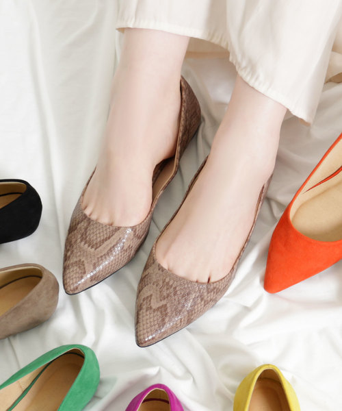 KOBE LETTUCE(コウベレタス)の「ビタミンカラーポインテッドトゥフラットパンプス(パンプス・レディース・グレイッシュベージュ/イエロー/オレンジ/グリーン/パープル/ブラック/シルバー/その他/パイソン・L/LL/M/S)」の9枚目の写真