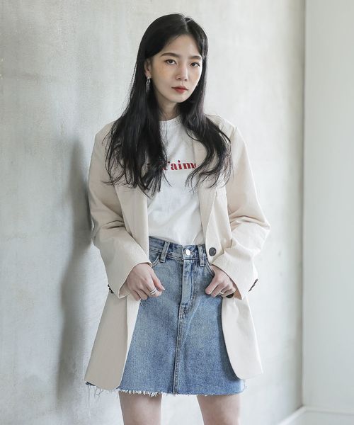 UNE MANSION(ユヌマンション)の「セットアップオーバーサイズリネンジャケット(テーラードジャケット)」|ベージュ