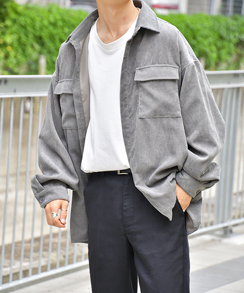 kutir（クティール）の「コーデュロイＣＰＯシャツジャケット(コーデュロイフラップポケットシャツブルゾン)（ブルゾン・メンズ・ブラック/ベージュ/グレー・MEDIUM/LARGE/X-LARGE）」の21枚目の写真