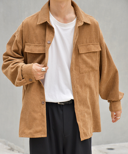 kutir（クティール）の「コーデュロイＣＰＯシャツジャケット(コーデュロイフラップポケットシャツブルゾン)（ブルゾン・メンズ・ブラック/ベージュ/グレー・MEDIUM/LARGE/X-LARGE）」の17枚目の写真