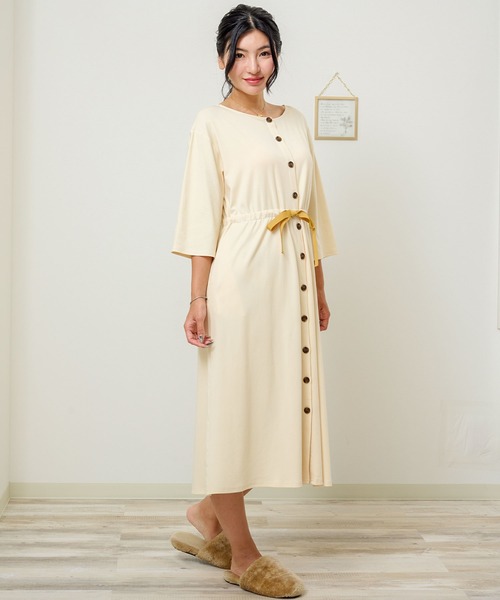 SweetMommy(スウィートマミー)の「フロントべっ甲ボタン マタニティパジャマドレス(マタニティウェア/グッズ・レディース・ライトベージュ/ピンク/杢グレー/モカ/ネイビー・FREE)」の19枚目の写真