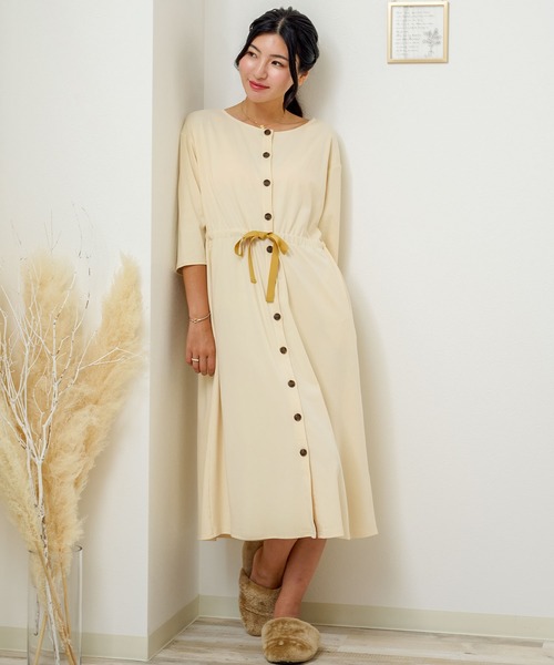 SweetMommy(スウィートマミー)の「フロントべっ甲ボタン マタニティパジャマドレス(マタニティウェア/グッズ・レディース・ライトベージュ/ピンク/杢グレー/モカ/ネイビー・FREE)」の18枚目の写真