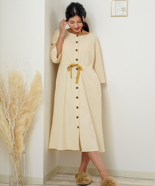 SweetMommy(スウィートマミー)の「フロントべっ甲ボタン マタニティパジャマドレス(マタニティウェア/グッズ・レディース・ライトベージュ/ピンク/杢グレー/モカ/ネイビー・FREE)」の17枚目の写真