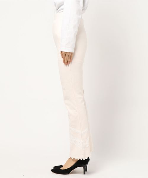 one after another NICE CLAUP（ワンアフターアナザーナイスクラップ）の「レースドッキングテレコパンツ（その他パンツ・レディース・ブラウン/アイボリー/ミント・FREE）」の5枚目の写真