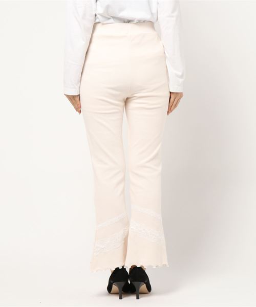 one after another NICE CLAUP（ワンアフターアナザーナイスクラップ）の「レースドッキングテレコパンツ（その他パンツ・レディース・ブラウン/アイボリー/ミント・FREE）」の4枚目の写真