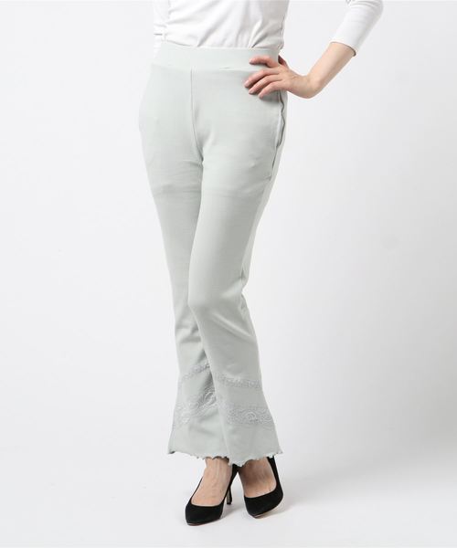 one after another NICE CLAUP（ワンアフターアナザーナイスクラップ）の「レースドッキングテレコパンツ（その他パンツ・レディース・ブラウン/アイボリー/ミント・FREE）」の13枚目の写真