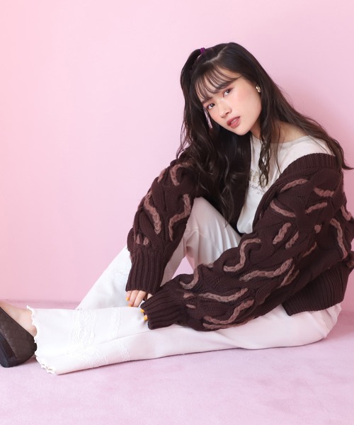 one after another NICE CLAUP（ワンアフターアナザーナイスクラップ）の「レースドッキングテレコパンツ（その他パンツ・レディース・ブラウン/アイボリー/ミント・FREE）」の21枚目の写真