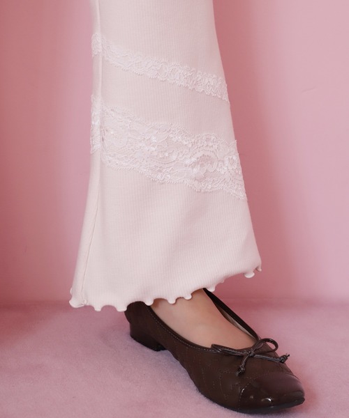 one after another NICE CLAUP（ワンアフターアナザーナイスクラップ）の「レースドッキングテレコパンツ（その他パンツ・レディース・ブラウン/アイボリー/ミント・FREE）」の20枚目の写真