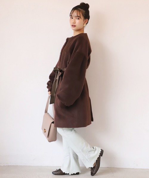 one after another NICE CLAUP（ワンアフターアナザーナイスクラップ）の「レースドッキングテレコパンツ（その他パンツ・レディース・ブラウン/アイボリー/ミント・FREE）」の17枚目の写真