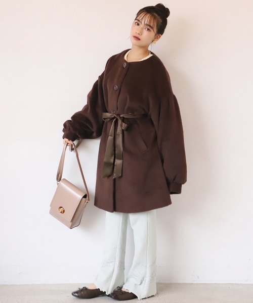 one after another NICE CLAUP（ワンアフターアナザーナイスクラップ）の「レースドッキングテレコパンツ（その他パンツ・レディース・ブラウン/アイボリー/ミント・FREE）」の16枚目の写真