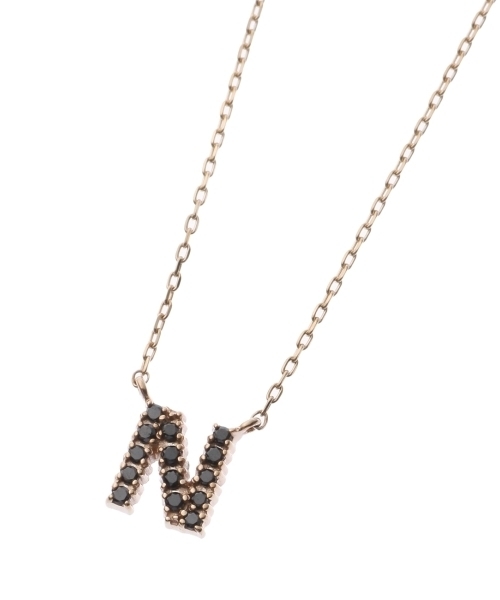 ブラックダイヤモンド イニシャルネックレス N（ネックレス 