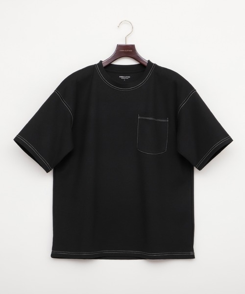 EMMA CLOTHES(エマクローズ)の「ポンチローマオーバーサイズハーフスリーブ ステッチカットソー(EMMA CLOTHES)(Tシャツ/カットソー・メンズ・ホワイト/ブラック/ベージュ系その他・M/L)」の5枚目の写真