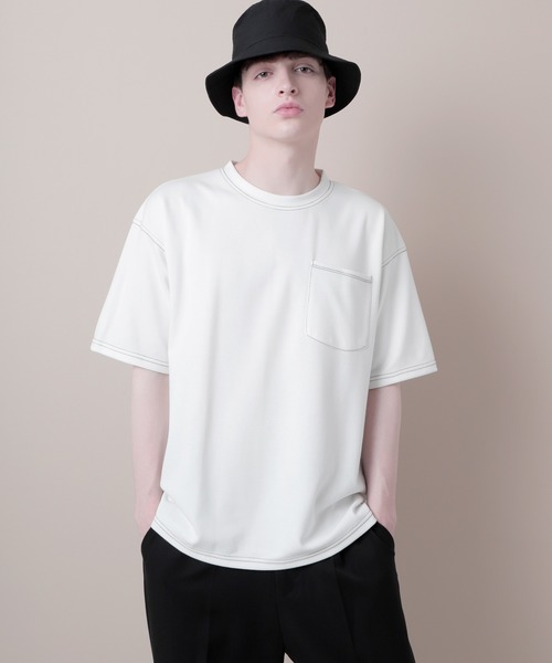 EMMA CLOTHES(エマクローズ)の「ポンチローマオーバーサイズハーフスリーブ ステッチカットソー(EMMA CLOTHES)(Tシャツ/カットソー・メンズ・ホワイト/ブラック/ベージュ系その他・M/L)」の15枚目の写真