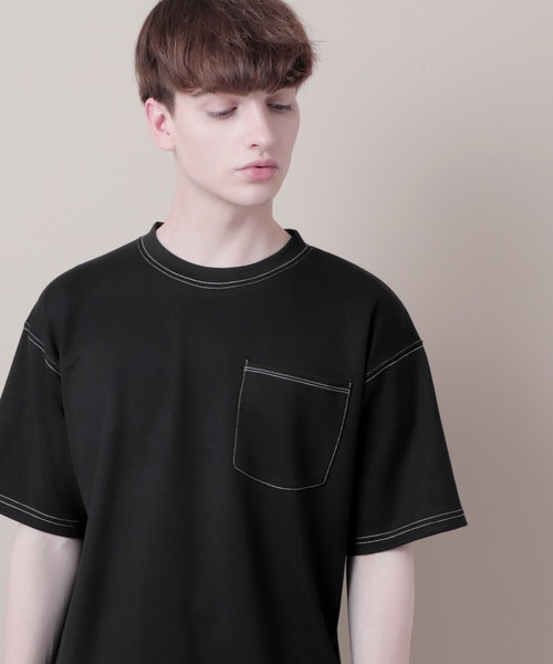 EMMA CLOTHES(エマクローズ)の「ポンチローマオーバーサイズハーフスリーブ ステッチカットソー(EMMA CLOTHES)(Tシャツ/カットソー・メンズ・ホワイト/ブラック/ベージュ系その他・M/L)」の14枚目の写真