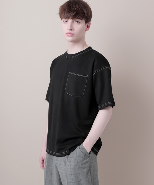 EMMA CLOTHES(エマクローズ)の「ポンチローマオーバーサイズハーフスリーブ ステッチカットソー(EMMA CLOTHES)(Tシャツ/カットソー・メンズ・ホワイト/ブラック/ベージュ系その他・M/L)」の12枚目の写真