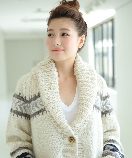 Jewel Changes（ジュエルチェンジズ）の「WO ｶｳﾁﾝ ﾆｯﾄ ロング カーディガン / WEB限定　Ξ（カーディガン/ボレロ・レディース・オフホワイト/グレー・ﾌﾘ-）」の7枚目の写真