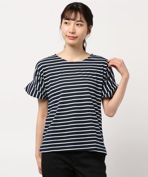 BELLUNA(ベルーナ)の「ボーダー素材袖フリルデザインプルオーバー(Tシャツ/カットソー・レディース・ホワイト×ブラック/ホワイト×ネイビー/ホワイト×ピンク/ネイビー×ホワイト・MEDIUM/LARGE/X-LARGE)」の20枚目の写真