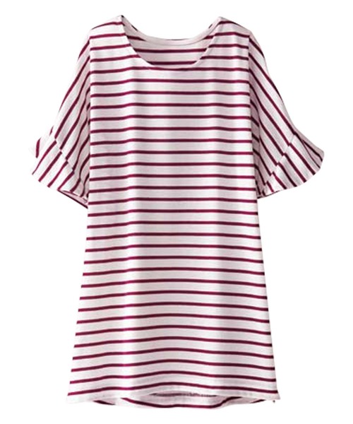 BELLUNA(ベルーナ)の「ボーダー素材袖フリルデザインプルオーバー(Tシャツ/カットソー・レディース・ホワイト×ブラック/ホワイト×ネイビー/ホワイト×ピンク/ネイビー×ホワイト・MEDIUM/LARGE/X-LARGE)」の21枚目の写真