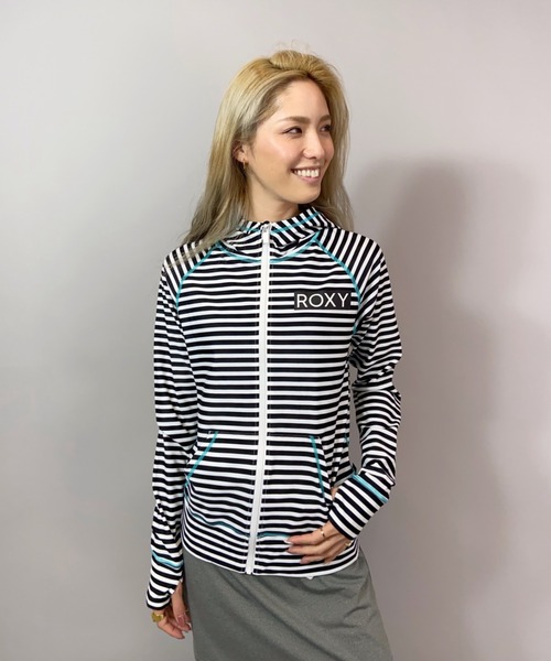 ROXY（ロキシー）の「ROXY/ロキシー  フード付きジップアップラッシュガード   RLY205023（ラッシュガード・レディース・ブラック/ホワイト/ブラック×ホワイト・S/M/L）」の3枚目の写真