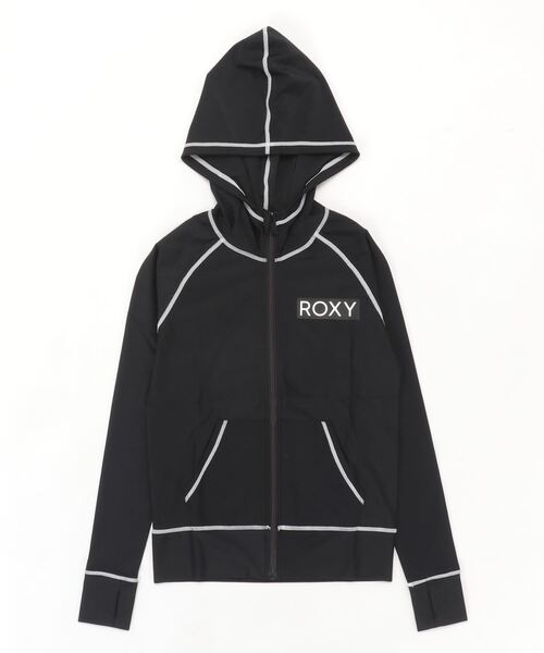 ROXY ロキシー フード付ラッシュガード  ブラック セール】ROXY/ロキシー フード付きジップアップラッシュガード