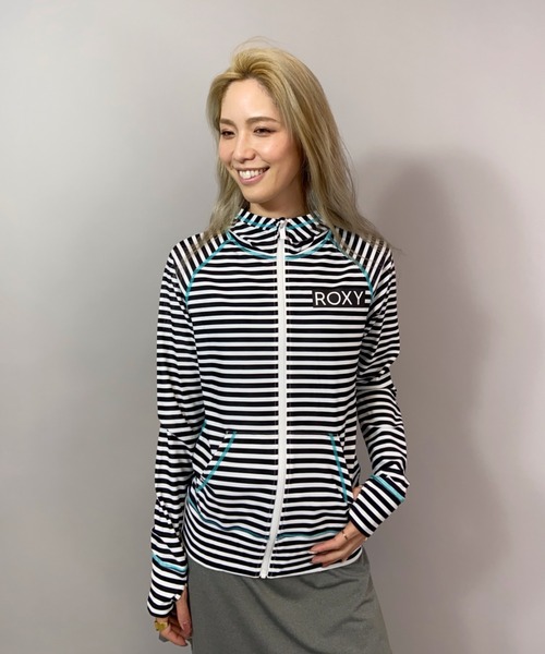 ROXY（ロキシー）の「ROXY/ロキシー  フード付きジップアップラッシュガード   RLY205023（ラッシュガード・レディース・ブラック/ホワイト/ブラック×ホワイト・S/M/L）」の10枚目の写真
