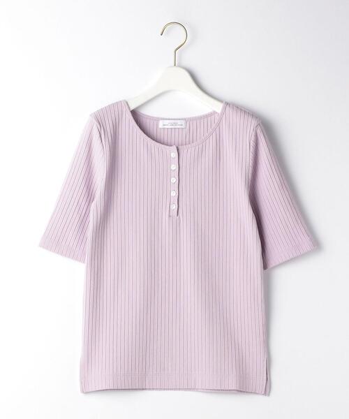 green label relaxing(グリーンレーベルリラクシング)の「FFC プリーツ テレコ フロント ボタン プルオーバー カットソー(Tシャツ/カットソー・レディース・ライラック/オフホワイト/ブラウン/ブラック・FREE)」の4枚目の写真