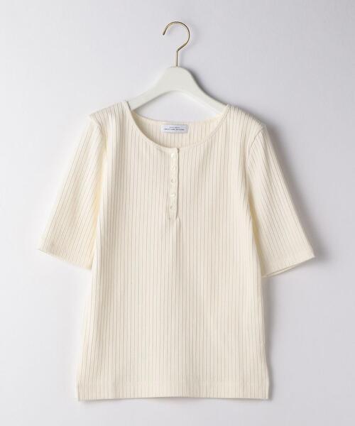green label relaxing(グリーンレーベルリラクシング)の「FFC プリーツ テレコ フロント ボタン プルオーバー カットソー(Tシャツ/カットソー・レディース・ライラック/オフホワイト/ブラウン/ブラック・FREE)」の2枚目の写真