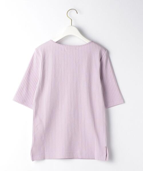 green label relaxing(グリーンレーベルリラクシング)の「FFC プリーツ テレコ フロント ボタン プルオーバー カットソー(Tシャツ/カットソー・レディース・ライラック/オフホワイト/ブラウン/ブラック・FREE)」の5枚目の写真