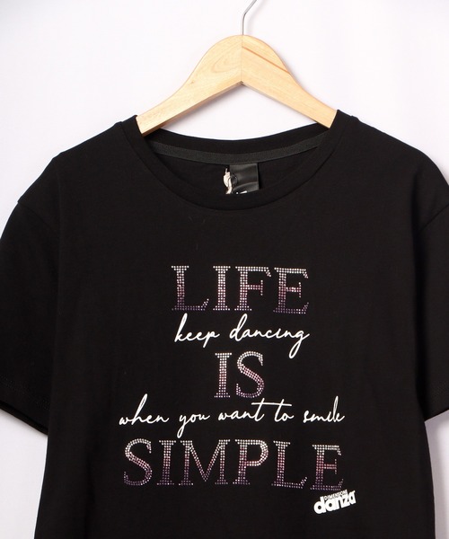 DIMENSIONE danza(ディメンシオーネ ダンツァ)の「ストーンメッセージプリントTシャツ(Tシャツ/カットソー・レディース・ブラック/スモークピンク/ホワイト/パープル・X-SMALL/MEDIUM/SMALL)」の7枚目の写真