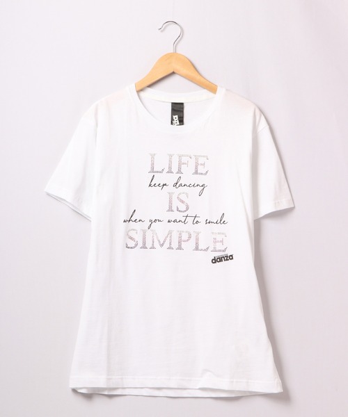 DIMENSIONE danza(ディメンシオーネ ダンツァ)の「ストーンメッセージプリントTシャツ(Tシャツ/カットソー・レディース・ブラック/スモークピンク/ホワイト/パープル・X-SMALL/MEDIUM/SMALL)」の8枚目の写真
